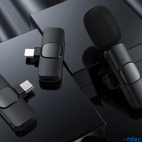 Picture of ScHitec K11 Lightning Kablosuz Wireless HD Yaka Mikrofonu Siyah - copy