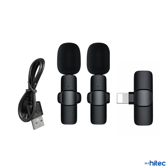 Picture of ScHitec K9 Lightning Çift Kablosuz Wireless HD Yaka Mikrofonu Siyah - copy