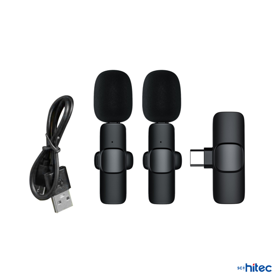 Picture of ScHitec K9 Type-C Çift Kablosuz Wireless HD Yaka Mikrofonu Siyah - copy