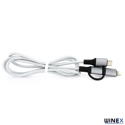 Picture of Winex 2in1 3A 60W Type-C to Type-C ve Lightning Örgülü Data Hızlı Şarj Kablo 1M