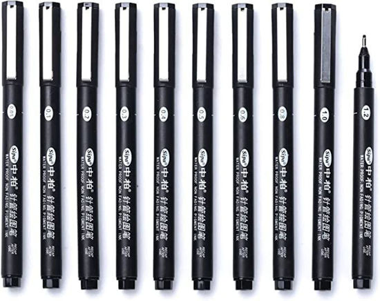 Picture of Black Micro-Pen Fineliner,Fineliner Pen Set 10,Ink Pens Black Drawing Pens Pigment Liner Pens for Bullet Journal Sketching Drawing Drafting Office Documents Comic Manga Scrapbooking and School Using - copy