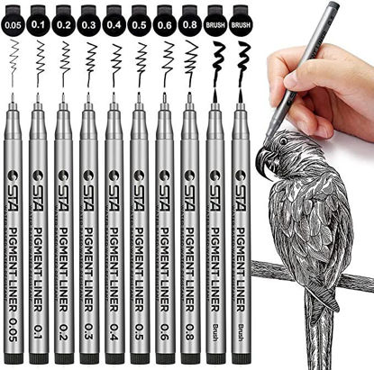 Picture of PANDAFLY Black Micro-Pen Fineliner Ink Pens - Precision Multiliner Pens Micro Fine Point Drawing Pens for Sketching, Anime, Manga, Artist Illustration, Bullet Journaling, Scrapbooking
