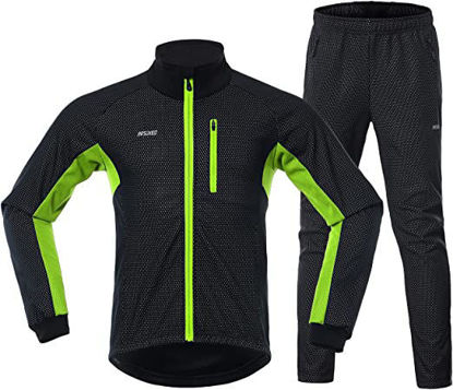 Picture of Tancyco Men Winter Cycling Clothing Set Long Sleeve Windproof Bicycle Jersey With Pants Outdoor Cycling Running Sports Jacket Activewear